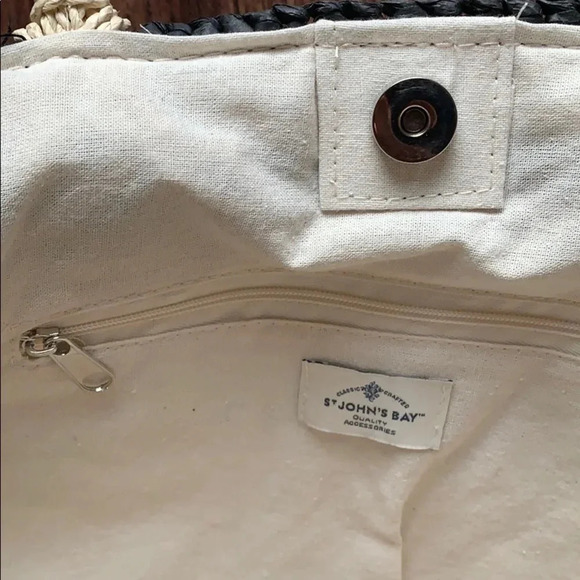 St. John’s Bay Straw Woven Tote Bag Black, Ivory, Natural NWT - Picture 7 of 14